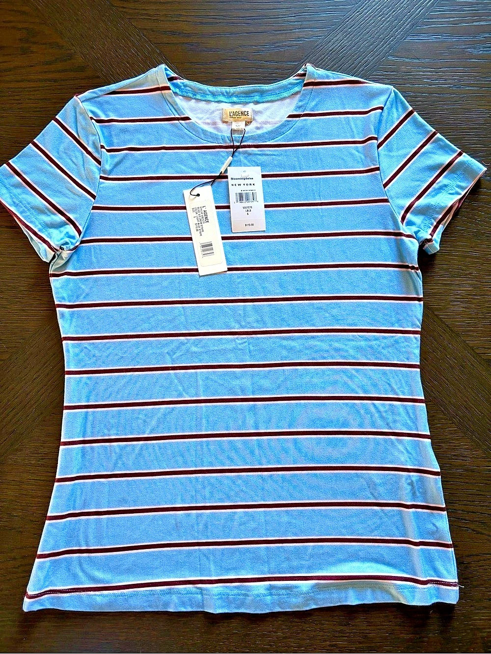 L'Agence Ressi Small/Small Crew Stripe Striped Tee Blue & Red Small